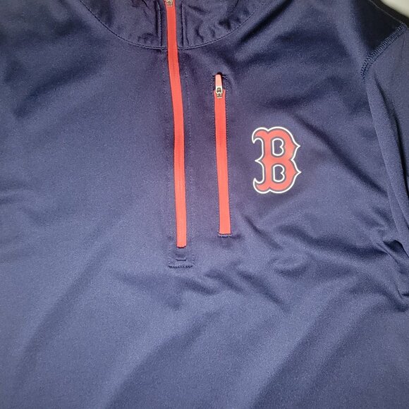 Majestic Boston Red Sox Mens Blue and Red Quarter Zippered Jacket Size Medium - Picture 3 of 13